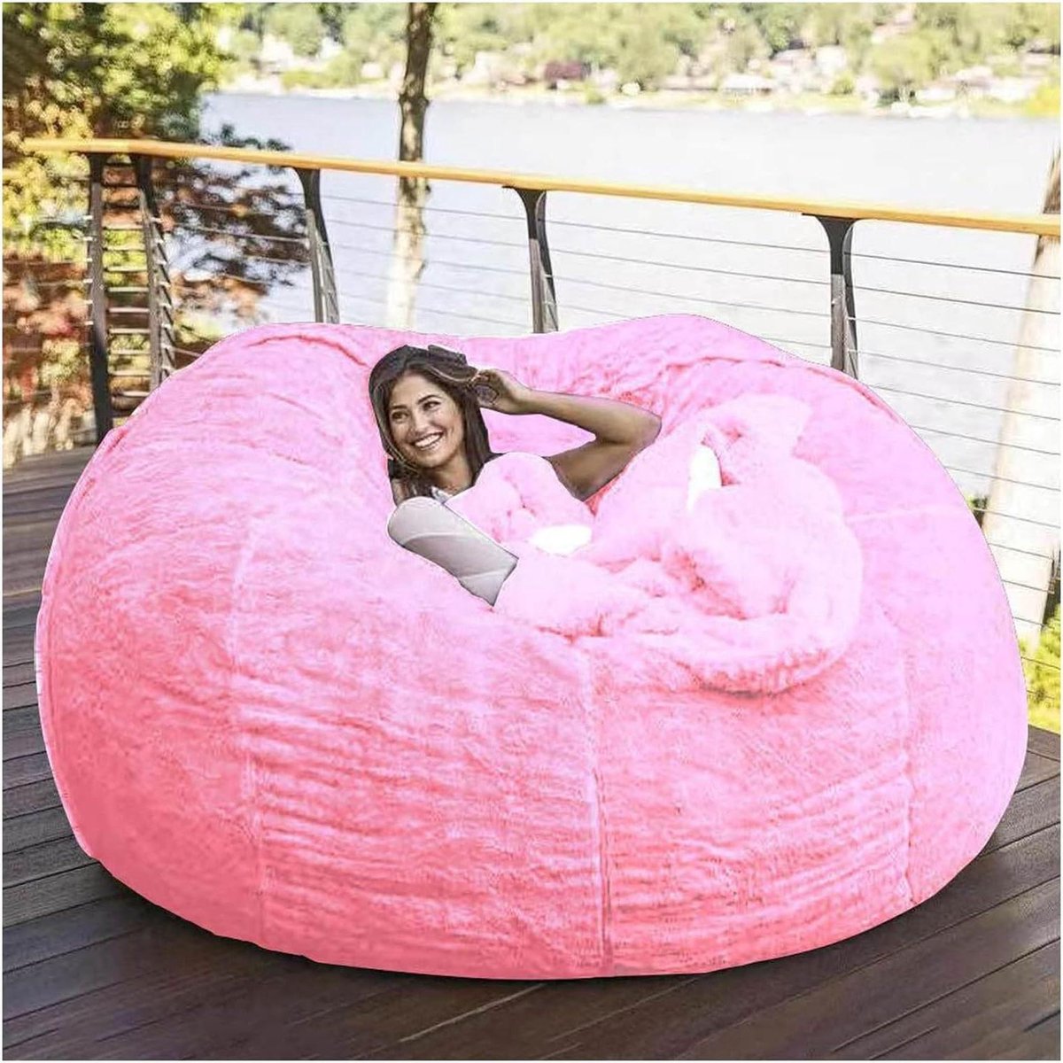 Zitzakhoes Corduroy - Zitzak Cover - Ontspannen Zitten - Machine Wasbaar - 150x75cm - Roze