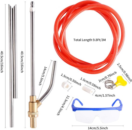 SnelShoppen - High Pressure Washer Zandstraalset - Nat Zandstralen voor Hogedrukreiniger met Vervangbare Doppen, Beschermbril, 1/4 Inch Snelkoppeling — afbeelding 4