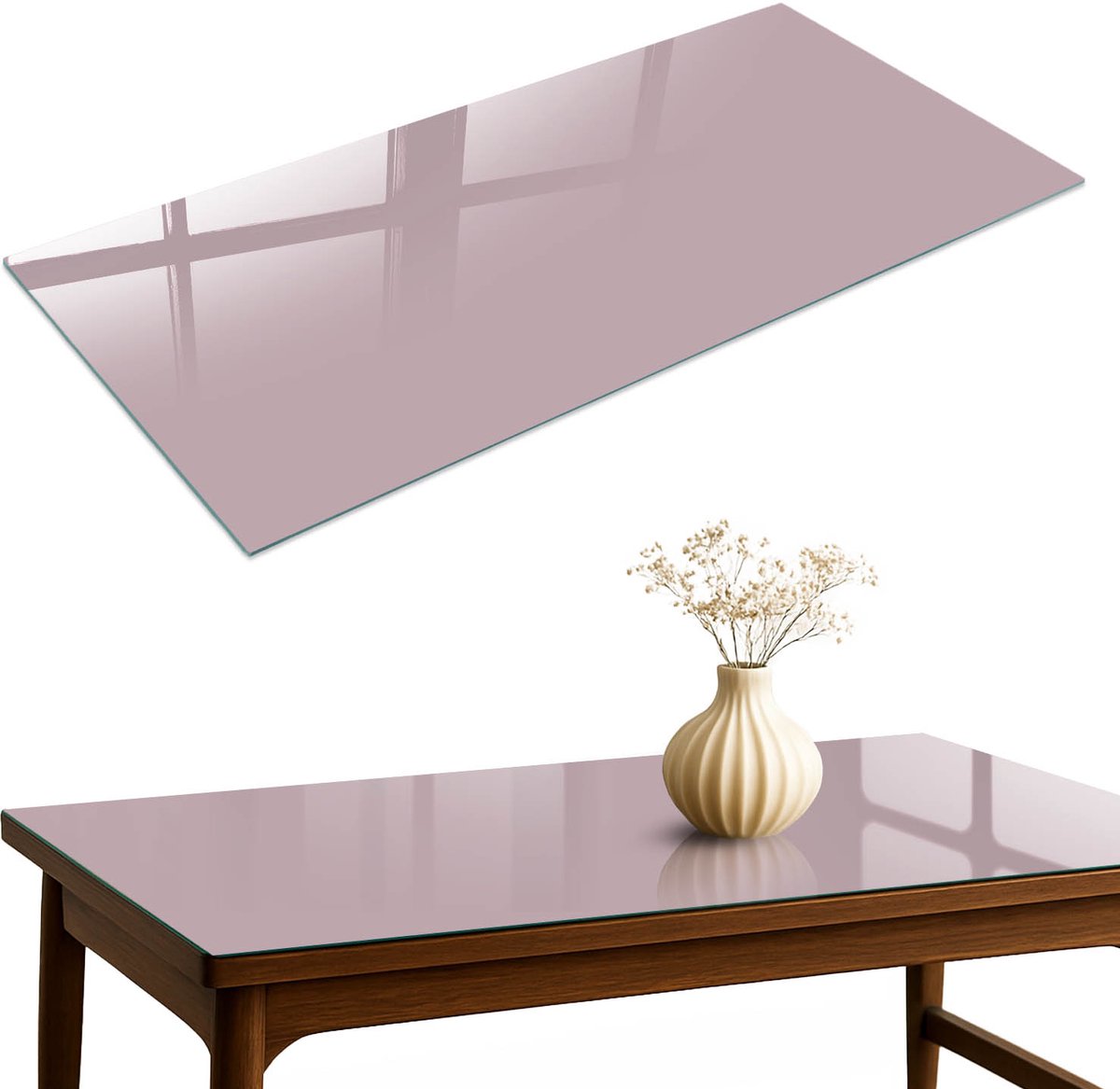 ArtPrintCave Pastel lila Glazen Tafelblad 120x60 cm - Tafelblad Rechthoek - Roze Terrastafel - Achtergronden en patronen Eettafel Met Glasplaat