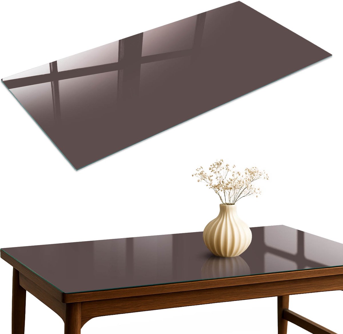 ArtPrintCave Vervaagd bruin Glazen Tafelblad 140x70 cm - Tafelblad Rechthoek - Bruin Keukentafel - Achtergronden en patronen Keukentafel