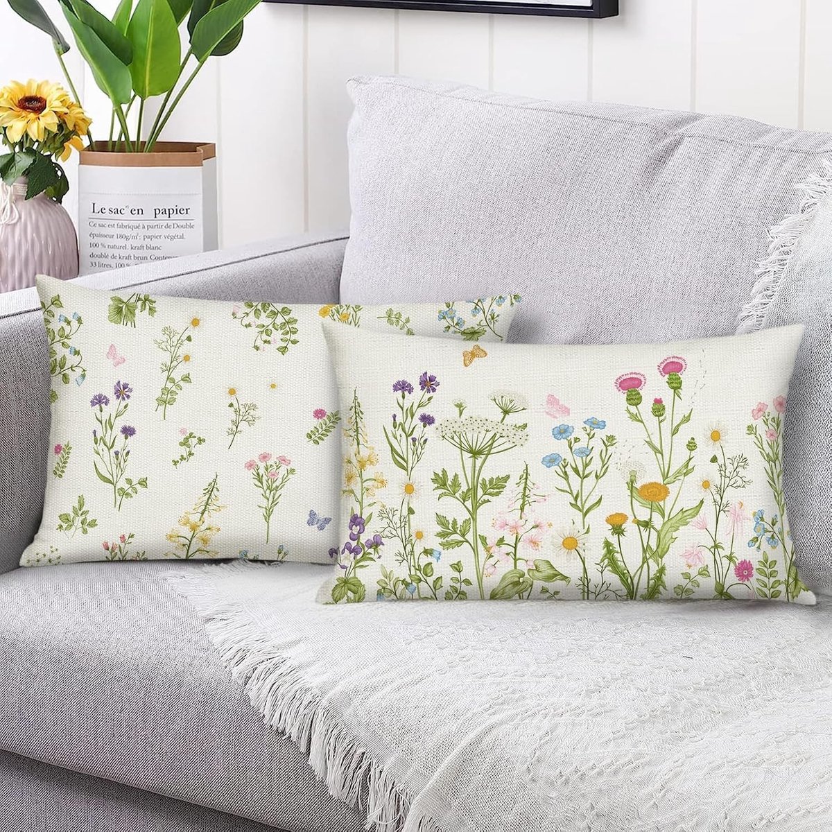Decoratieve Kussenslopen met Lente Bloemen 30x50cm - Set van 2 voor Sofa, Bed en Tuin Decoratie
