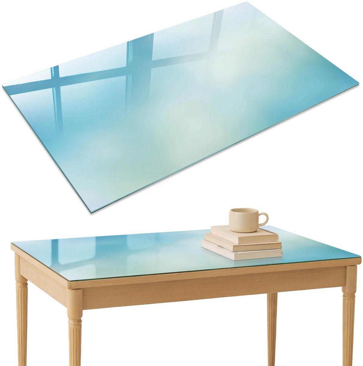 ArtPrintCave Hemel van de zintuigen Glazen Tafelblad 120x80 cm - Tafelblad Rechthoek - Blauw Eettafel Met Glasplaat - Achtergronden en patronen Terrastafel