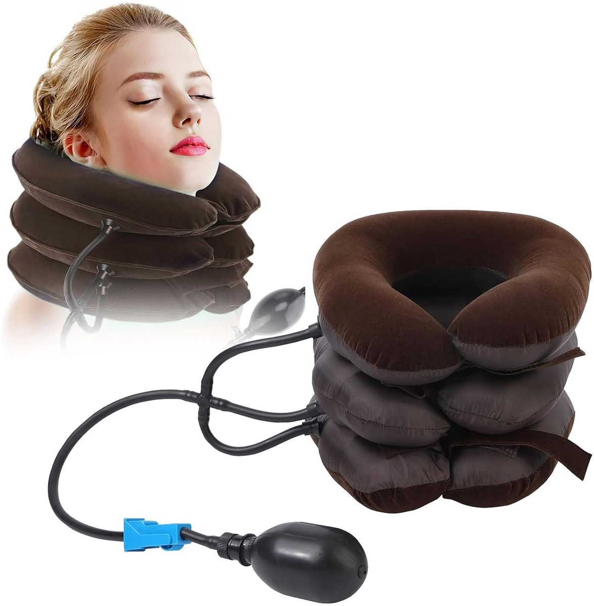 Cervicale Traction Apparaat voor Nekpijn, Opblaasbare Neksteun en Nekmassage, Verstelbare Ondersteuning voor Optimale Ontspanning