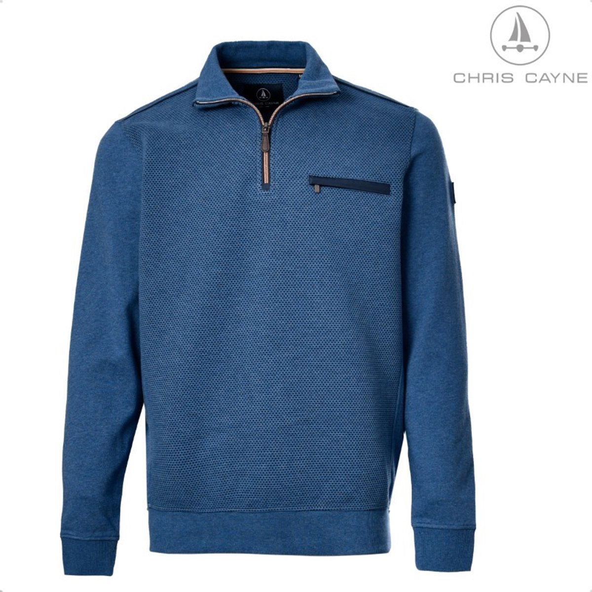 Trui 3051 blauw korte rits Chris Cayne - maat 5XL