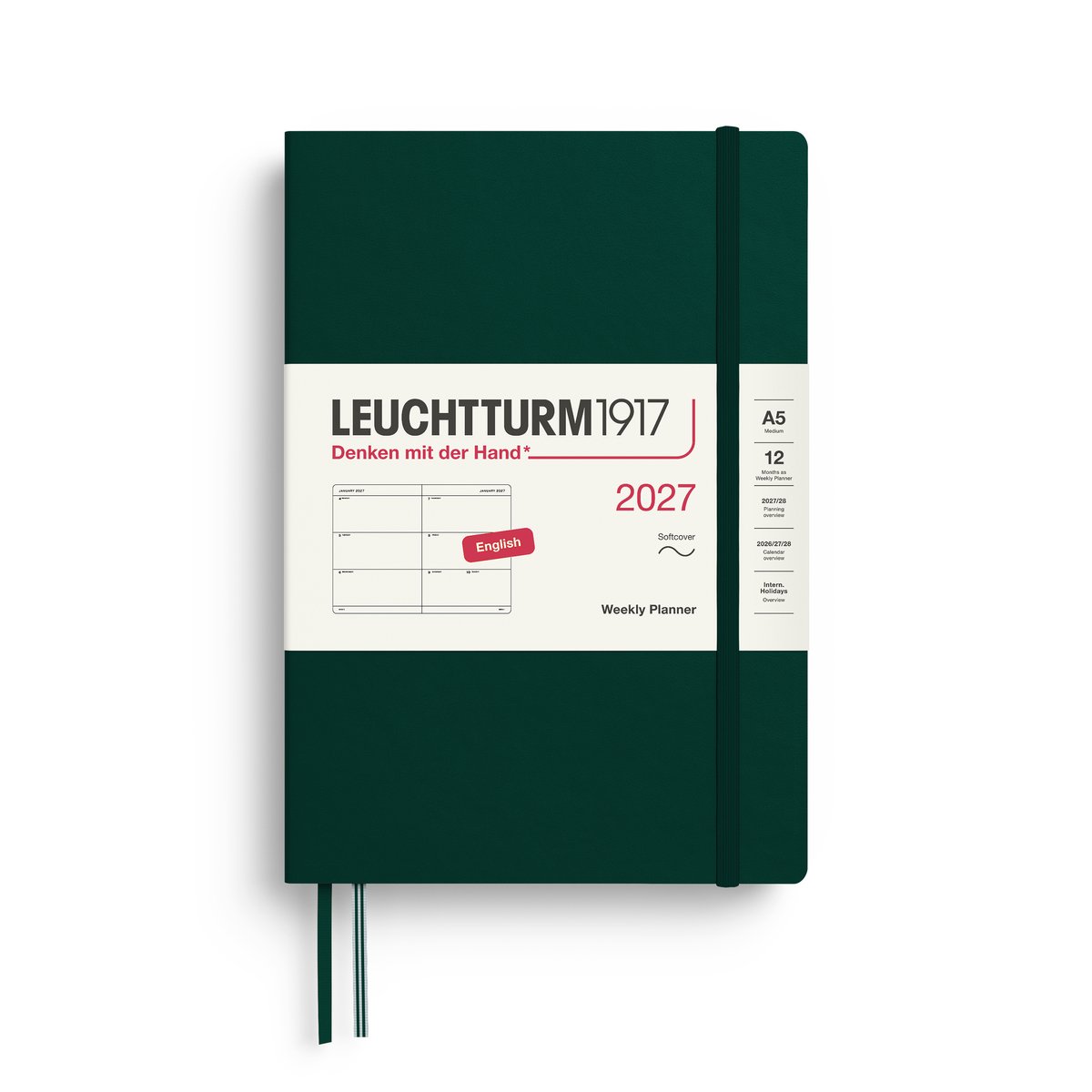 Leuchtturm1917 - 2027 - Agenda - Weekly Planner - A5 Medium 15x21cm - forest green - softcover