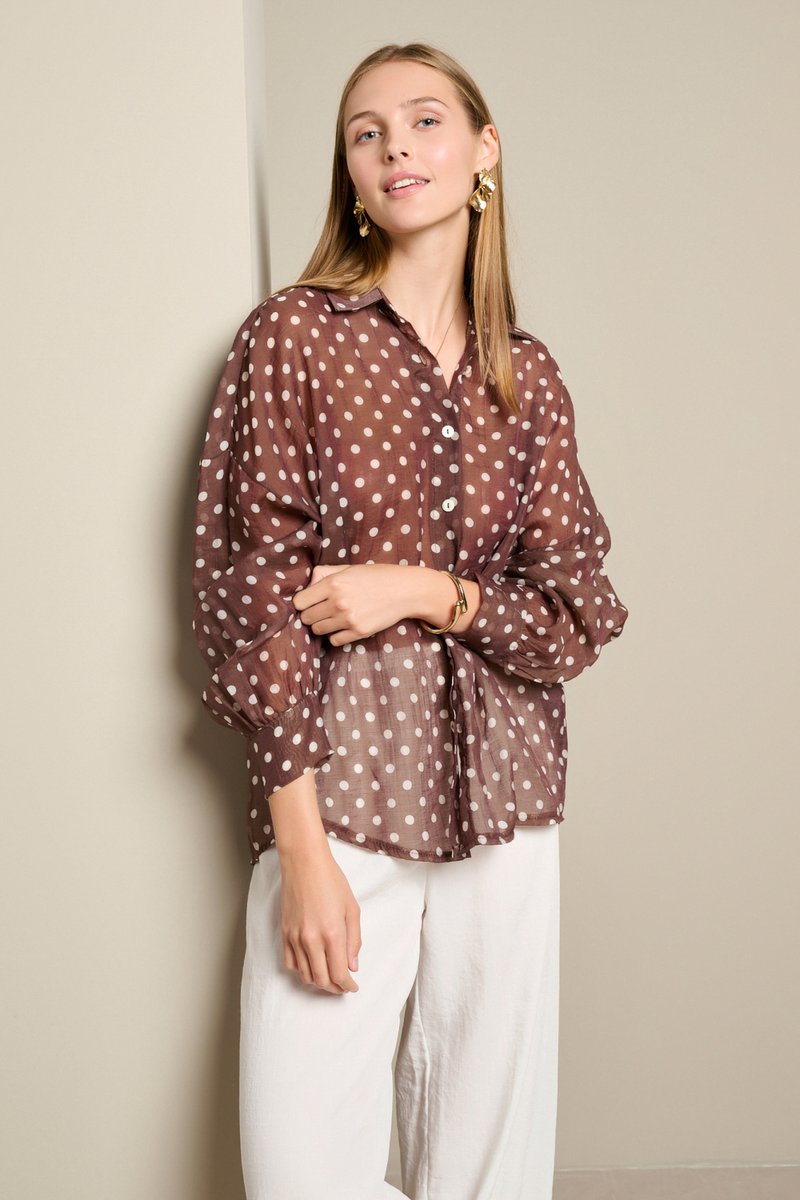 LolaLiza Blouse C Lione 05703083 Choco/vanille Dames Maat - W38