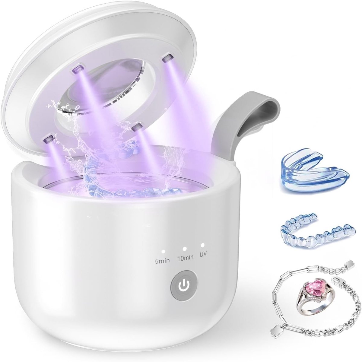 Ultrasoon Reinigingsapparaat - Roestvrij Staal - 600ml Reservoir - UV-functie - Voor Sieraden en Accessoires