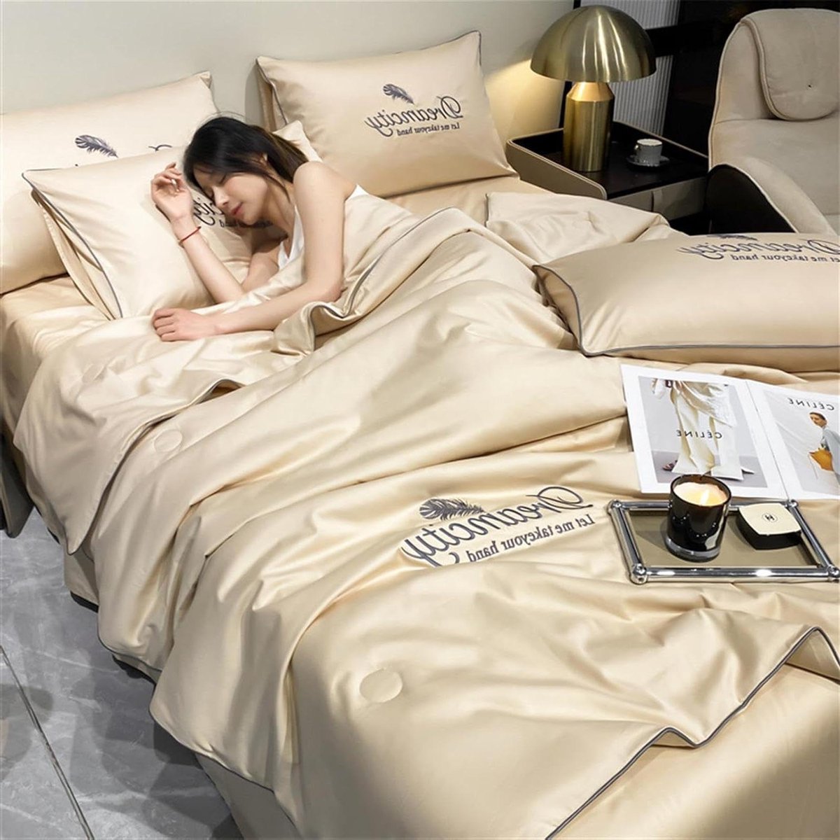 Zomer Dekbed - Koeldeken Ice Silk - Koel Slapen - Ademende 3D Structuur - 200 x 230 cm - Geel