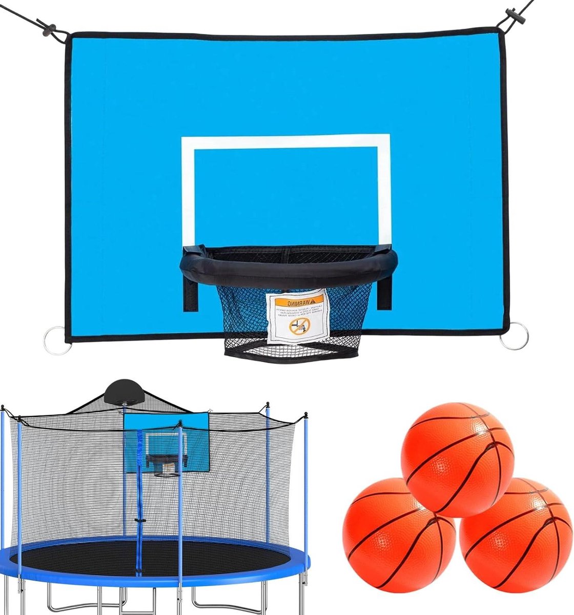 Trampoline Basketbal Hoepel - Dunk Hoepel - Buiten Spelen - Verstelbaar Systeem - 45x35cm - Blauw