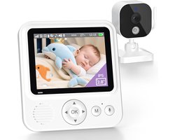 SnelShoppen - Baby Monitor met Camera 3.5 Inch HD Scherm, 355°/120° Pan-Tilt, ECO Modus, Nachtzicht, Twee-Weg Audio, Temperatuur Alarm, Lullabies
