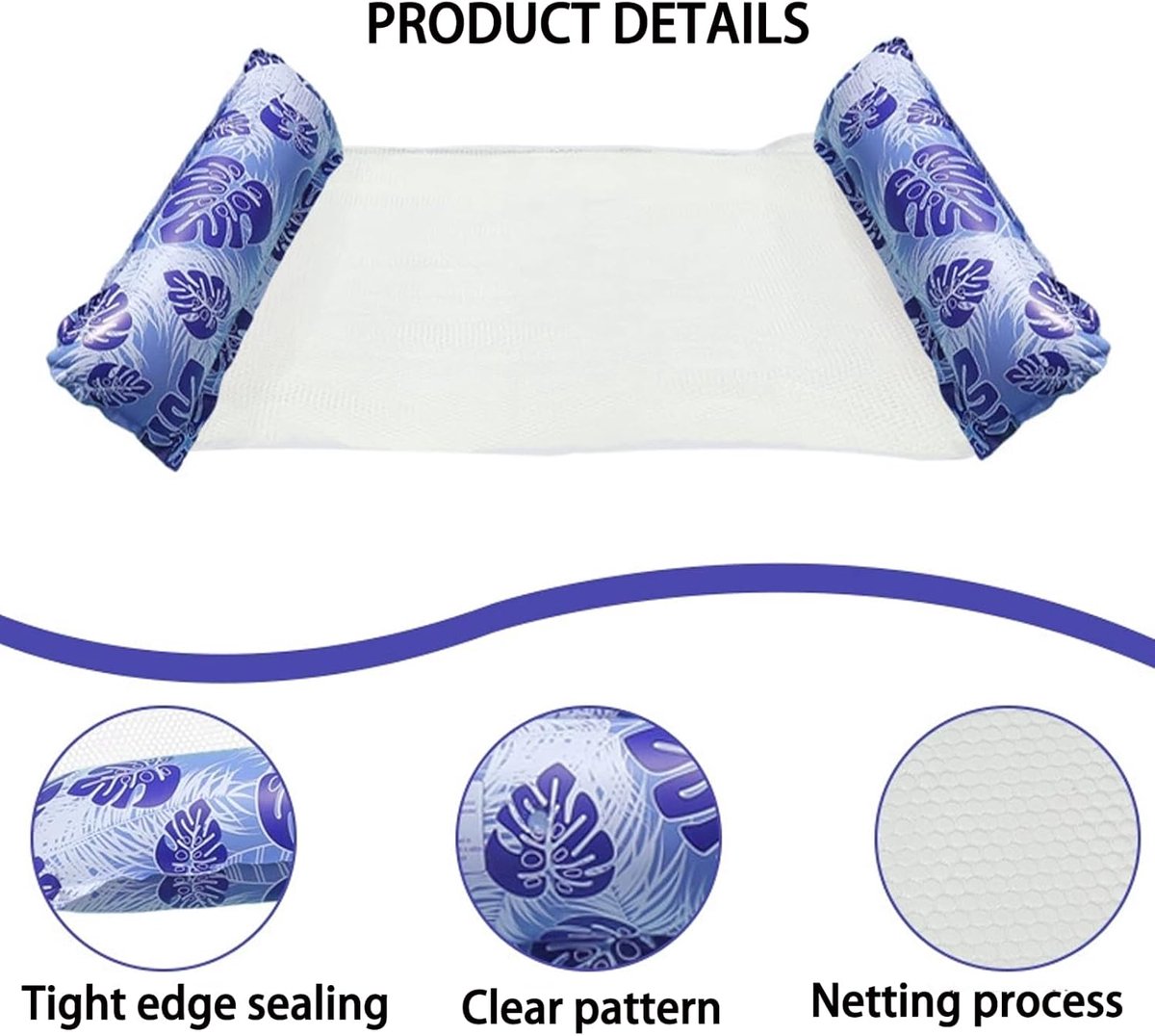 SnelShoppen - 2 Stuks Water Hammock met Net, 4-in-1 Opblaasbaar Zwembad Loungebed voor Volwassenen, 130x70 cm, Duurzaam Polyester, Ideaal voor Zwembad