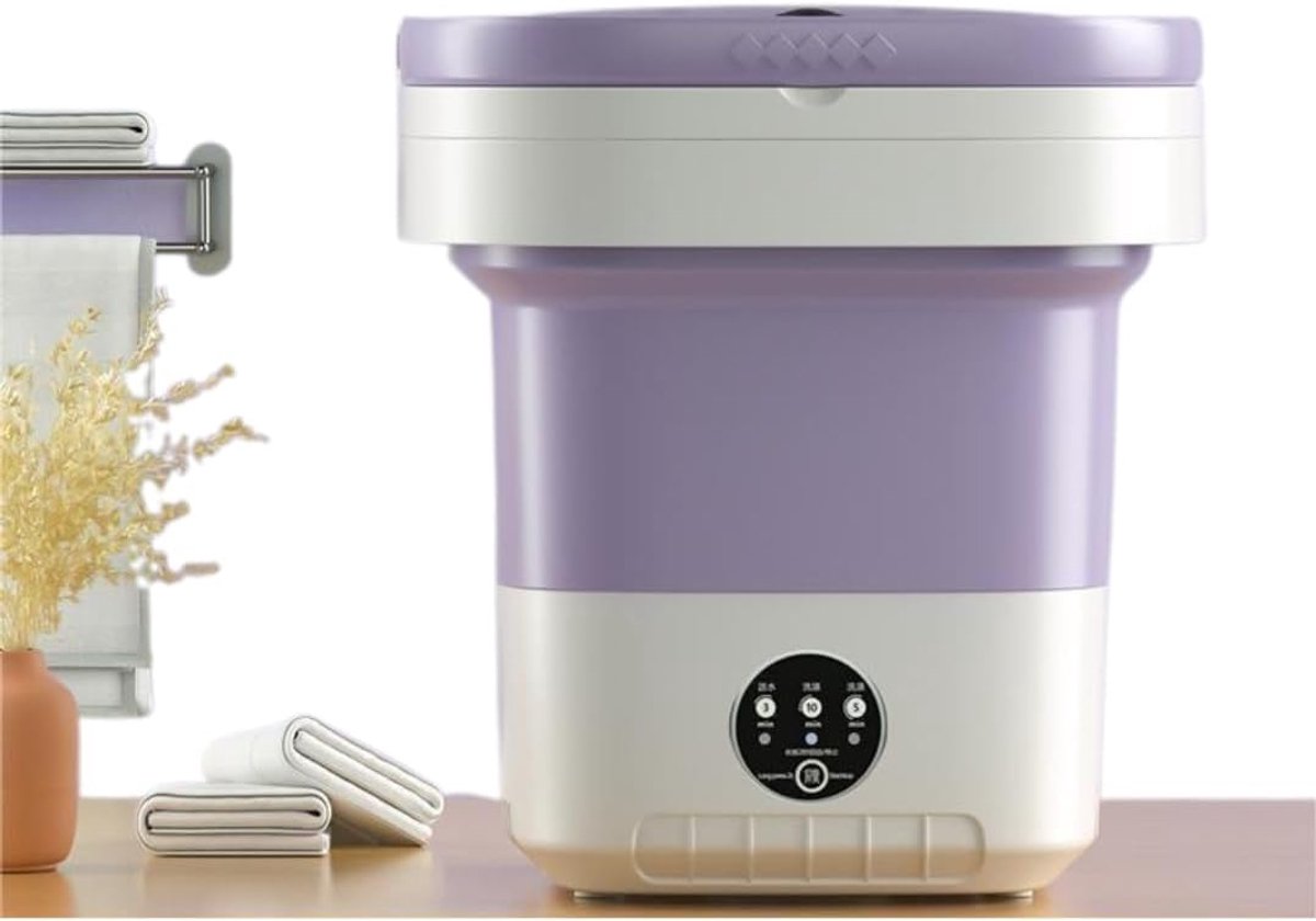 KZQ Mini Draagbare Wasmachine - Opvouwbare Wasmachine - met Centrifugeerfunctie en 3 Wasprogramma's - Geschikt voor Camping, Hotels, Appartementen - Compact en Lichtgewicht - Roze - 7 Liter - 28 x 28 x 29 cm
