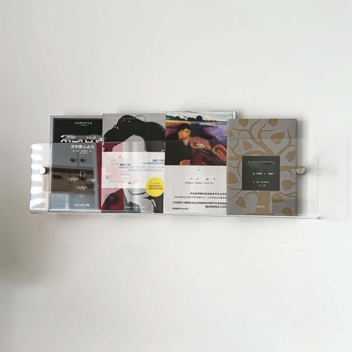 Tijdschriftenrek Acryl - Brochurehouder Wandmontage - Informatie Tonen - Grote Opbergruimte - 40 cm - Transparant