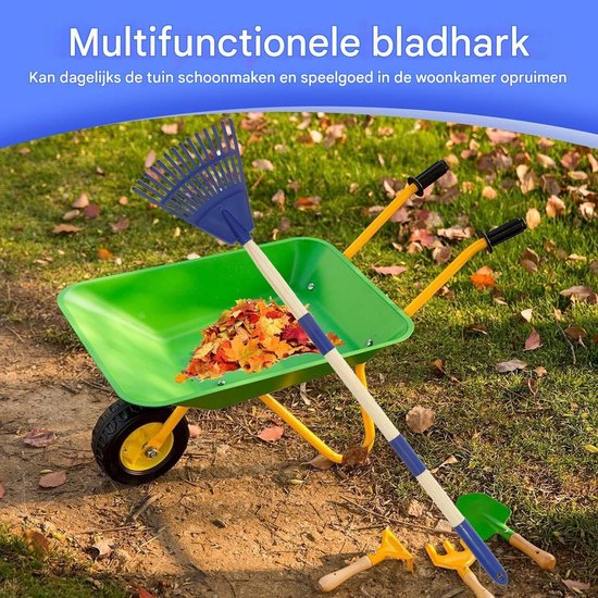 Bladhark 14-Tand - Waaierhark Tuinhark - Bladeren Verzamelen - Afneembare Bezem - 50 centimeter breed - Blauw — afbeelding 5