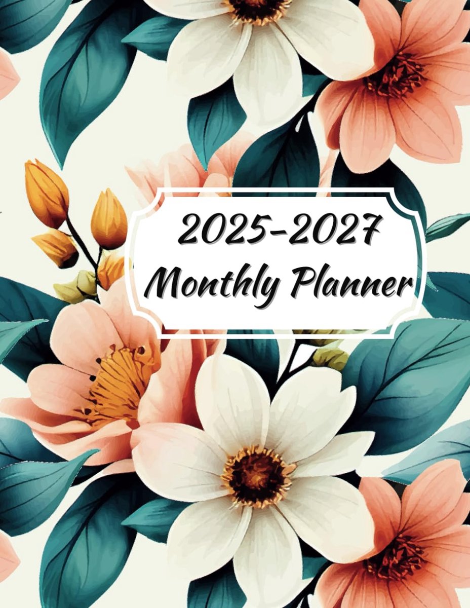 Maandplanner 2025-2027 - 3 Jaar Kalender - Kleurrijk Bloemontwerp - Perfect voor Organisatie - ShopVlot