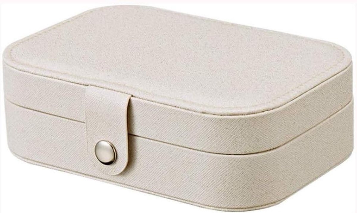 Sieradenkistje - Juwelendoosje Opbergdoos - Juwelen Organiseren - Dubbele Laag - 16.5x11.5x5.5CM - Wit