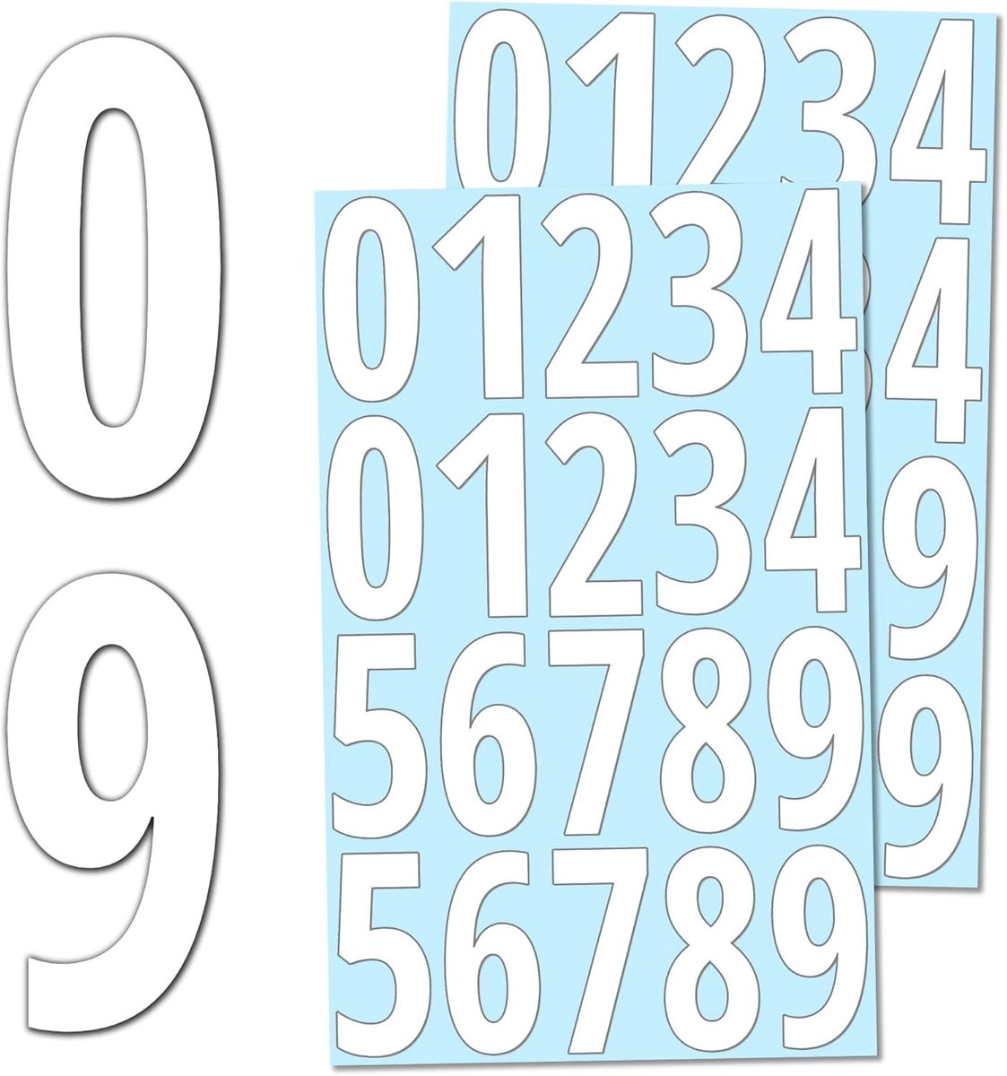Nummerstickers Vinyl - Wit - 75mm - Zelfklevend - Voor Binnen en Buiten