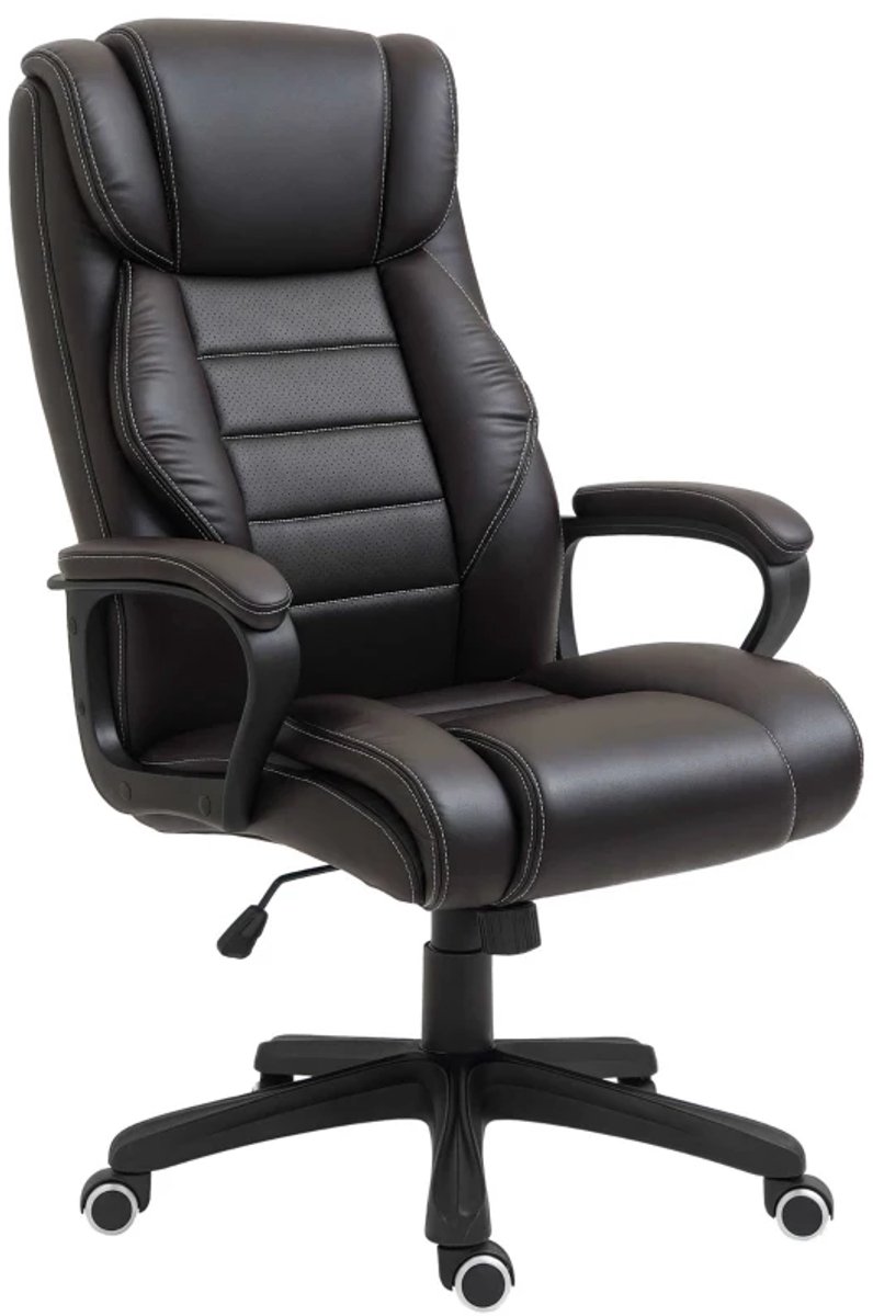 Ergonomische Bureaustoel met Massagefunctie - In Hoogte Verstelbaar - 360° Draaibaar - Draaistoel - 6 Vibratiepunten -Kantoorstoel - Gamestoel - Volwassenen Stoel - Directiestoel - Computerstoel - Bruin