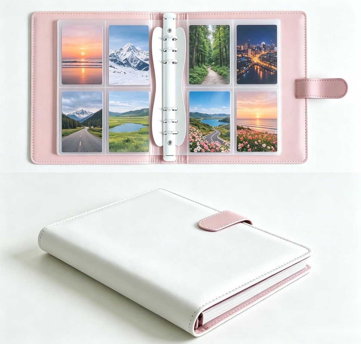 KZQ Fotoalbum - Kaartenalbum - Ansichtkaartenalbum - Vervangbare fotopagina's van PU-leer - Fototas van 7,6 x 10 cm - Geschikt voor thuis, op reis en als cadeau - Biedt plaats aan 160 foto's (7,6 x 10 cm)