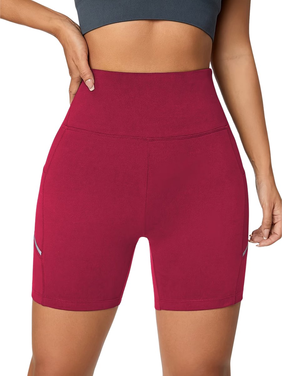 Currero Biker Short Dames Gymshort Korte Legging Lange Onderbroek Bikershort Met Pijpjes Bordeauxrood
