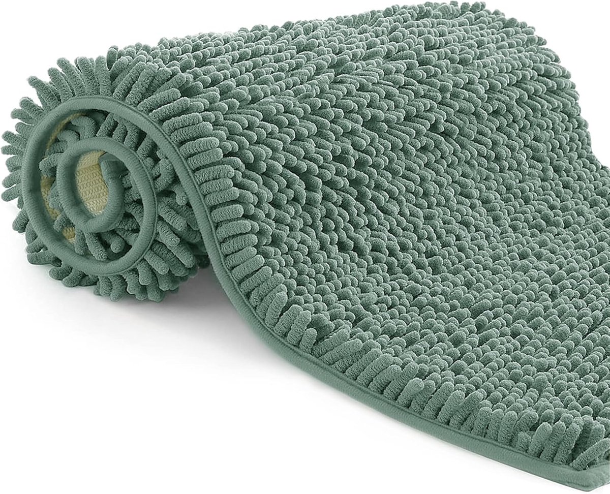 SnelShoppen - Poligono Badmat Antislip, Zachte Badmat met Lange Haartjes, Antislip Badkamer Tapijt, Voor Douche en Bad, 50x80cm, Aqua Groen