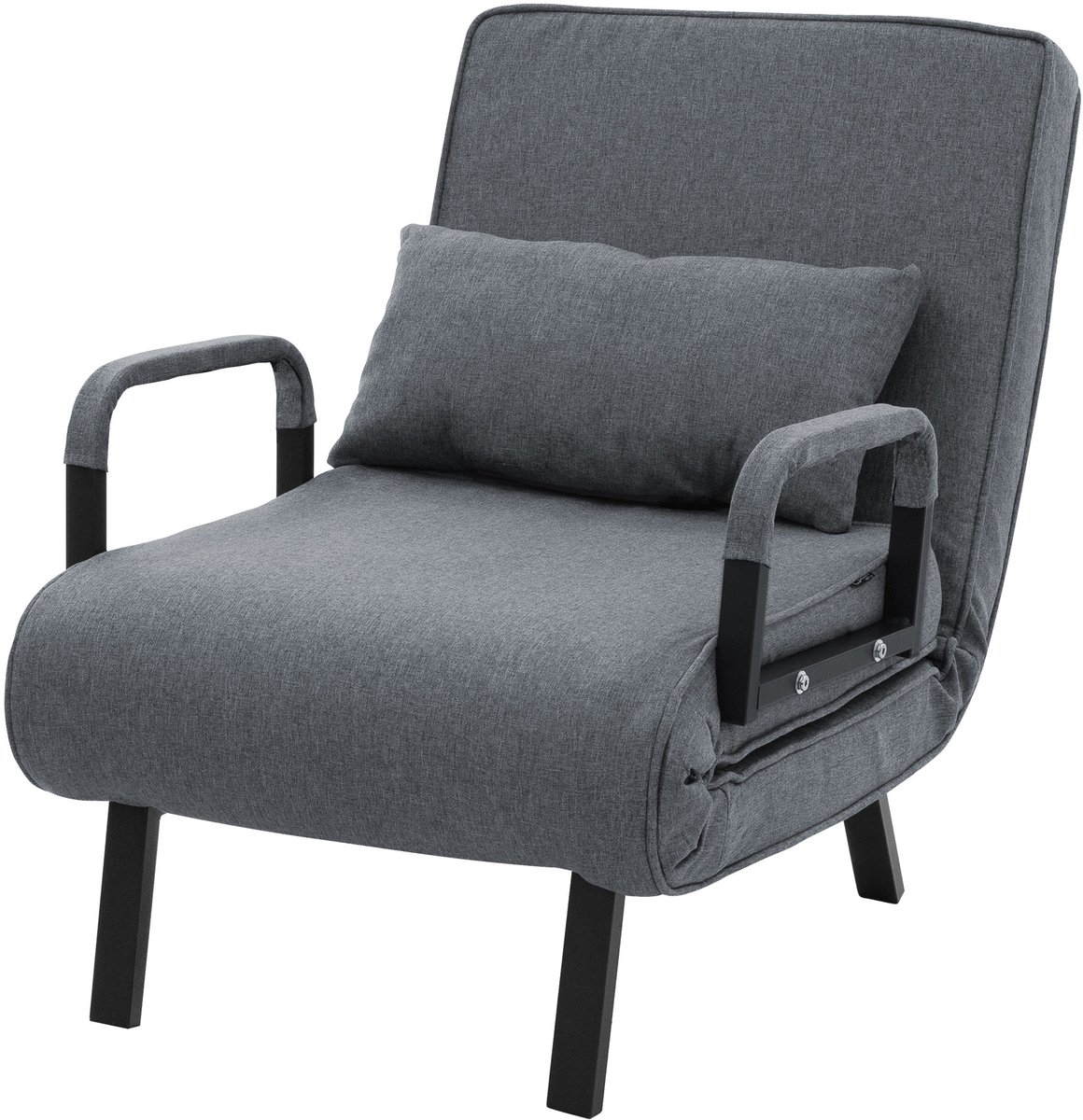 ML-Design | Slaapfauteuil met slaapfunctie 186x60 cm van staal/chenille antraciet Fauteuil met slaapfunctie, opklapbaar Slaapfauteuil Opklapbare fauteuil Slaapbank