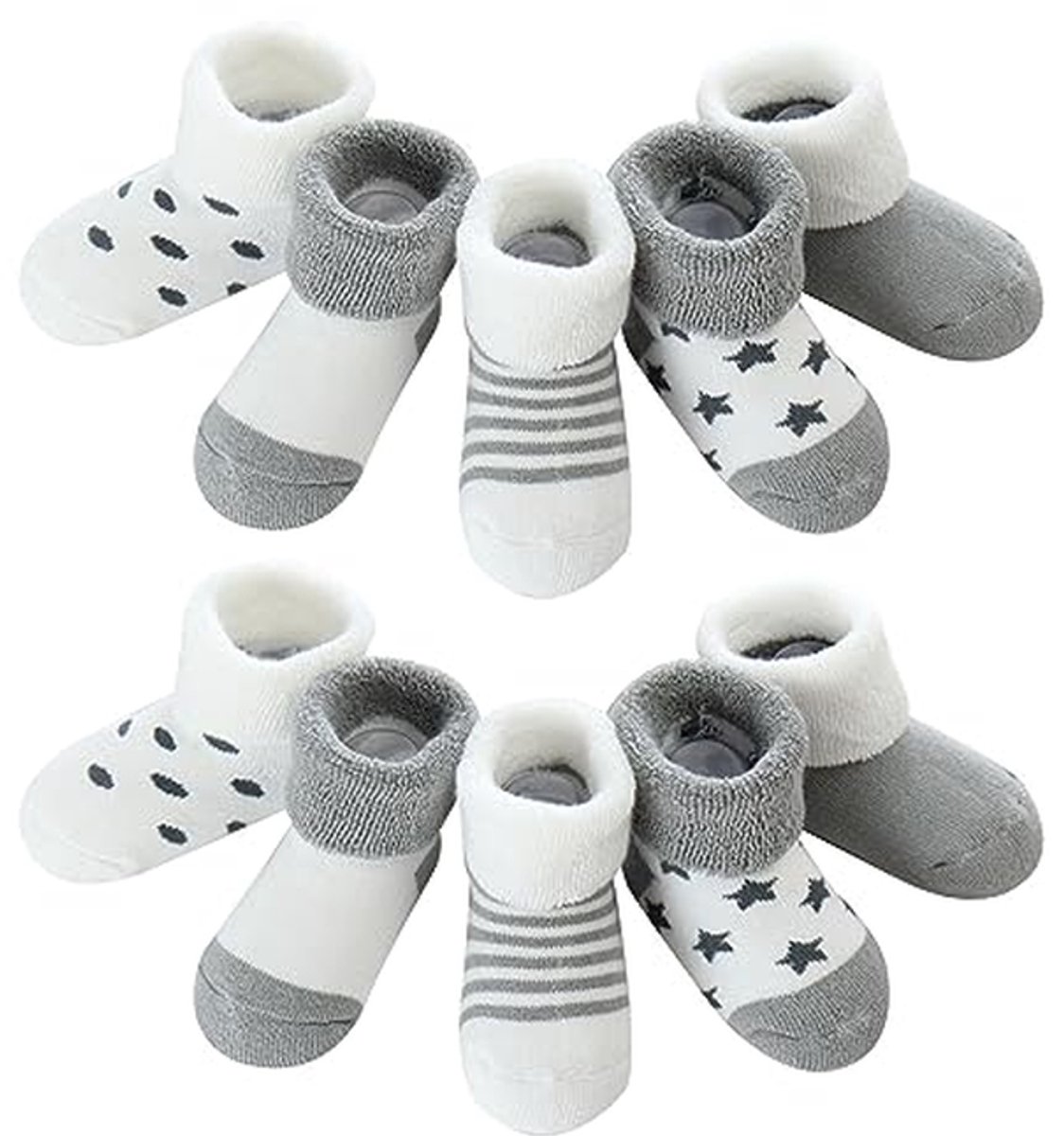 Babysokken - Warme Sokjes - Winterse Warmte - Ademend Katoen - 5 Paar - Multicolor