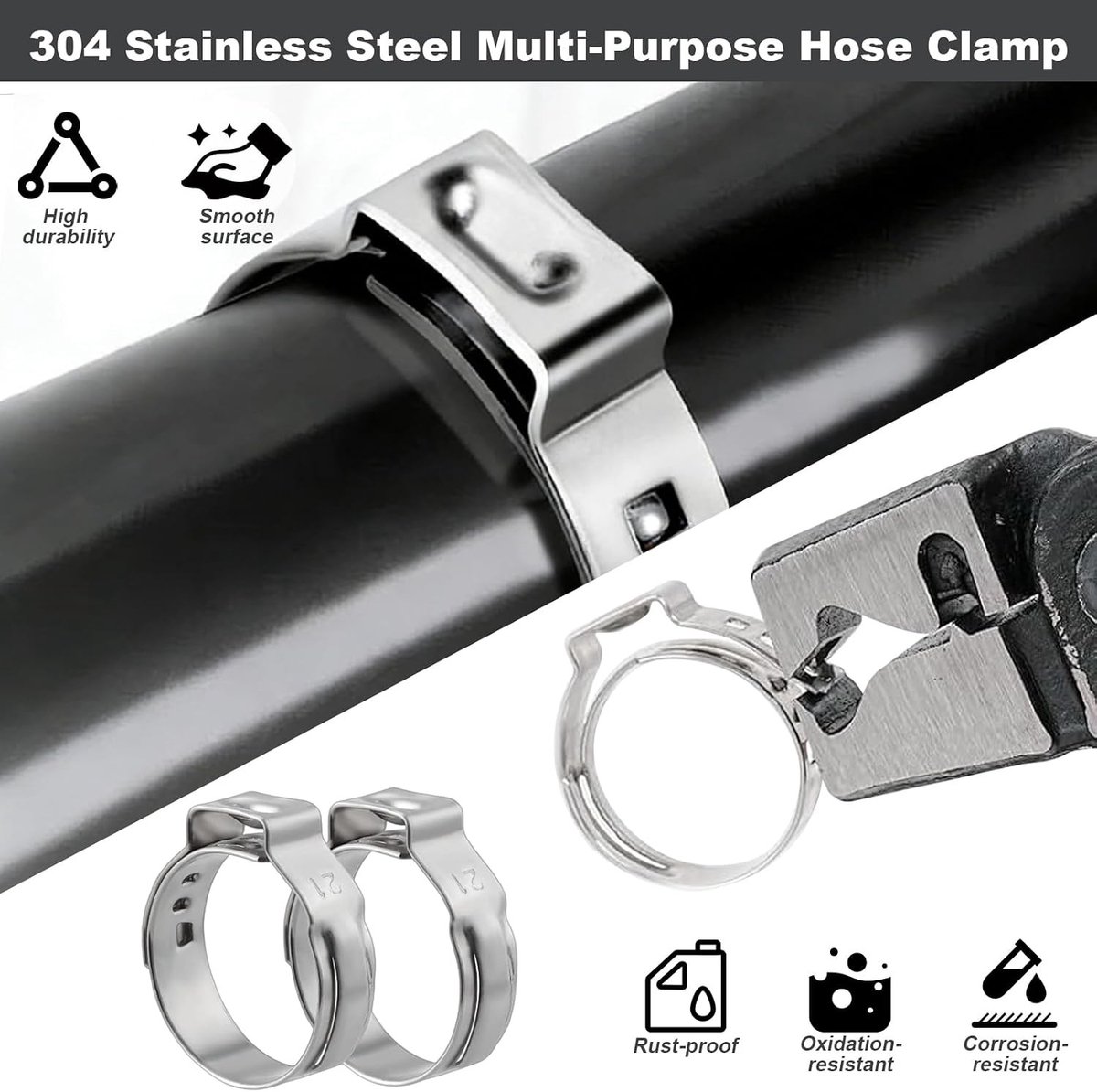 145-delige RVS Slangenklemmen Set met 1 Slang, 6-23,5mm, 9 Maten voor Slangenbevestiging en Reparatie