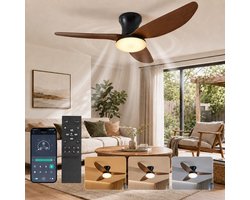 Lapamax Luxe Plafondventilator met Verlichting Ø100 cm – Smart Ventilator Lamp met App en Afstandsbediening – Dimbaar 3000K–6000K, 6 Snelheden, Timer en Zomer/Winterstand – Voor Woonkamer, Slaapkamer en Eetkamer- LED Lamp