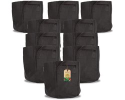 Green Home Love Nature - Kweek zakken - 18 liter - Zwart - Set van 10 ademende plant zakken met handgrepen