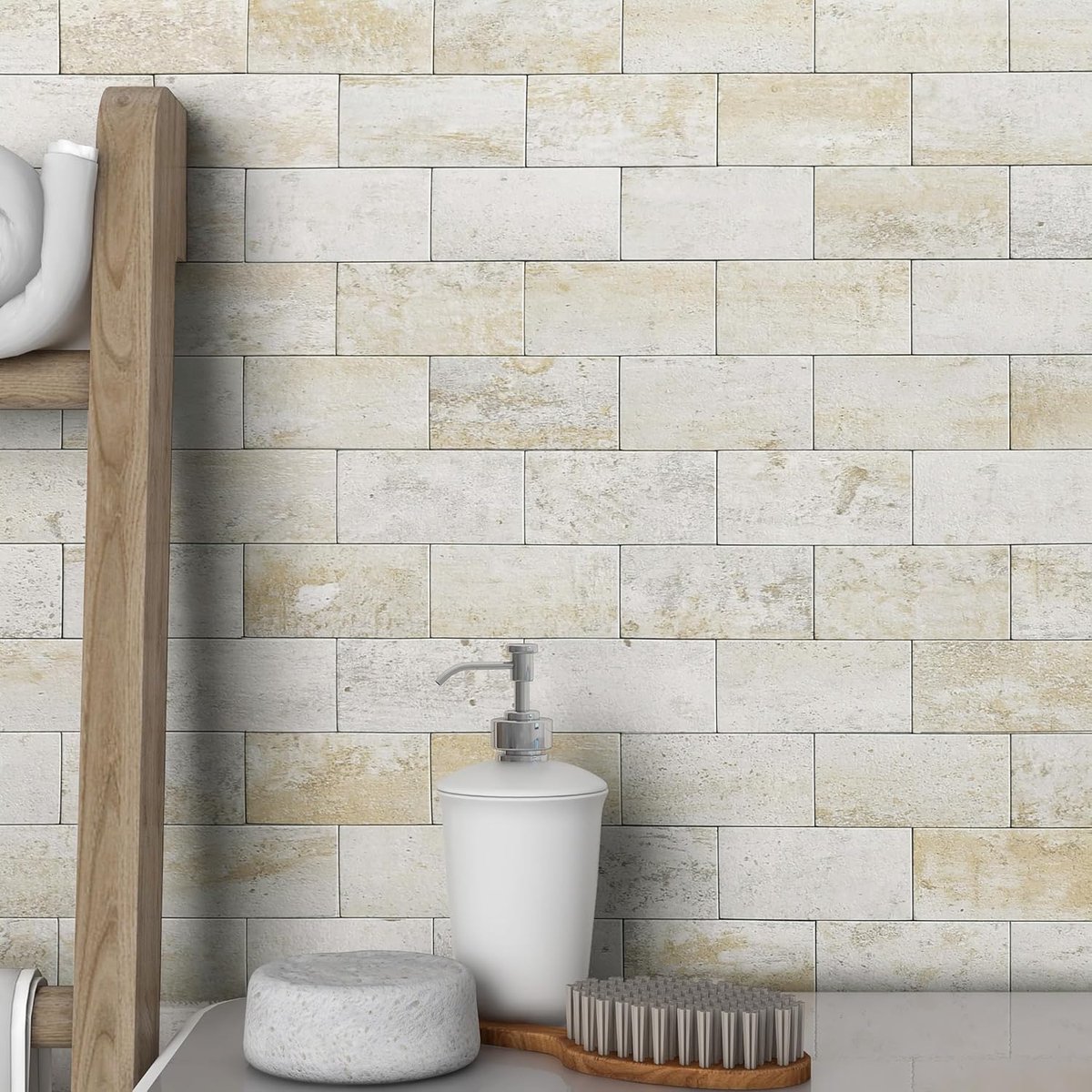 zelfklevende spatwand voor keuken, badkamer muur spatwand tegel zelfklevende douche tegels waterdicht (10 vellen, blauw geel roest)