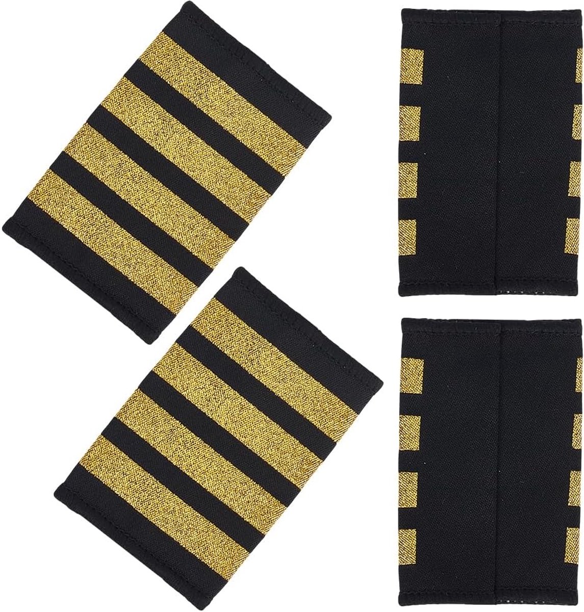 4 Stks Schouder Boards Epauletten Hardboard Anker Schouder Board Badge Zwart Security Guard Epauletten Vier Bars Gouden Strepen Professionele Uniform Kapitein Epaulette Sliders voor Cosplay