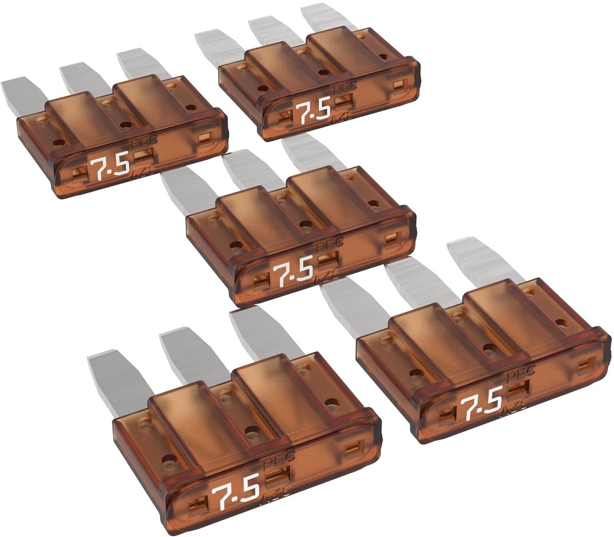 Platte steekzekeringen MikrOTO III 5A - 15A selectie: 7,5A ampère bruin, 5 stuks