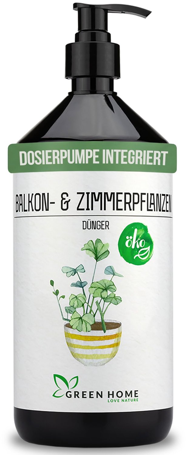 Green Home Love Nature - Vloeibare plantenmest - Kamer en balkonplanten - 1 liter met doseerpomp - NPK 7+3+5