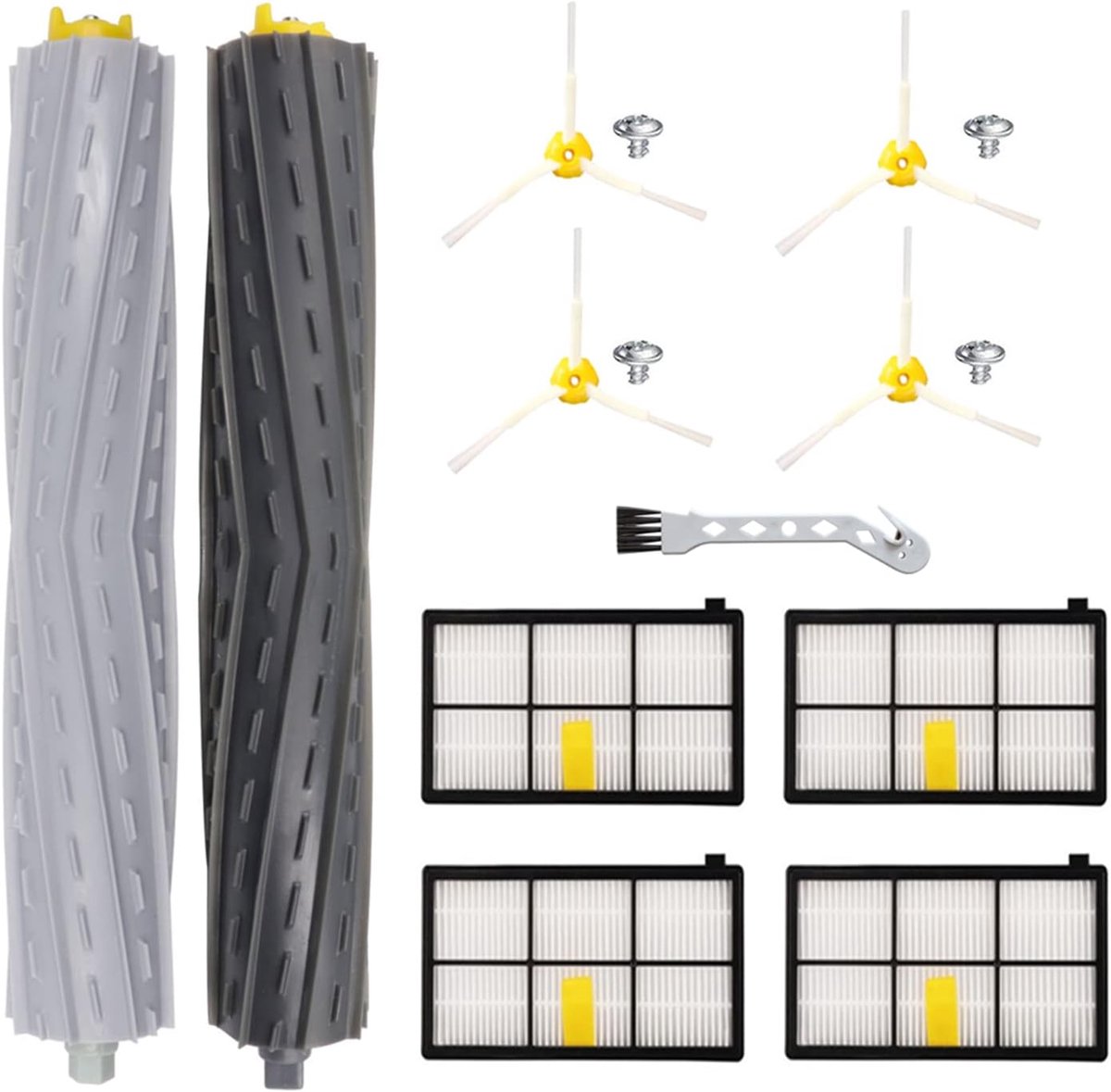 11 stuks stofzuigeraccessoires voor Roomba 800 900 Serie 860 865 866 870 871 875 876 880 886 896 960 966 971 976 980 981, rolborstel + filter + zijborstel + schroef + detail. borstel