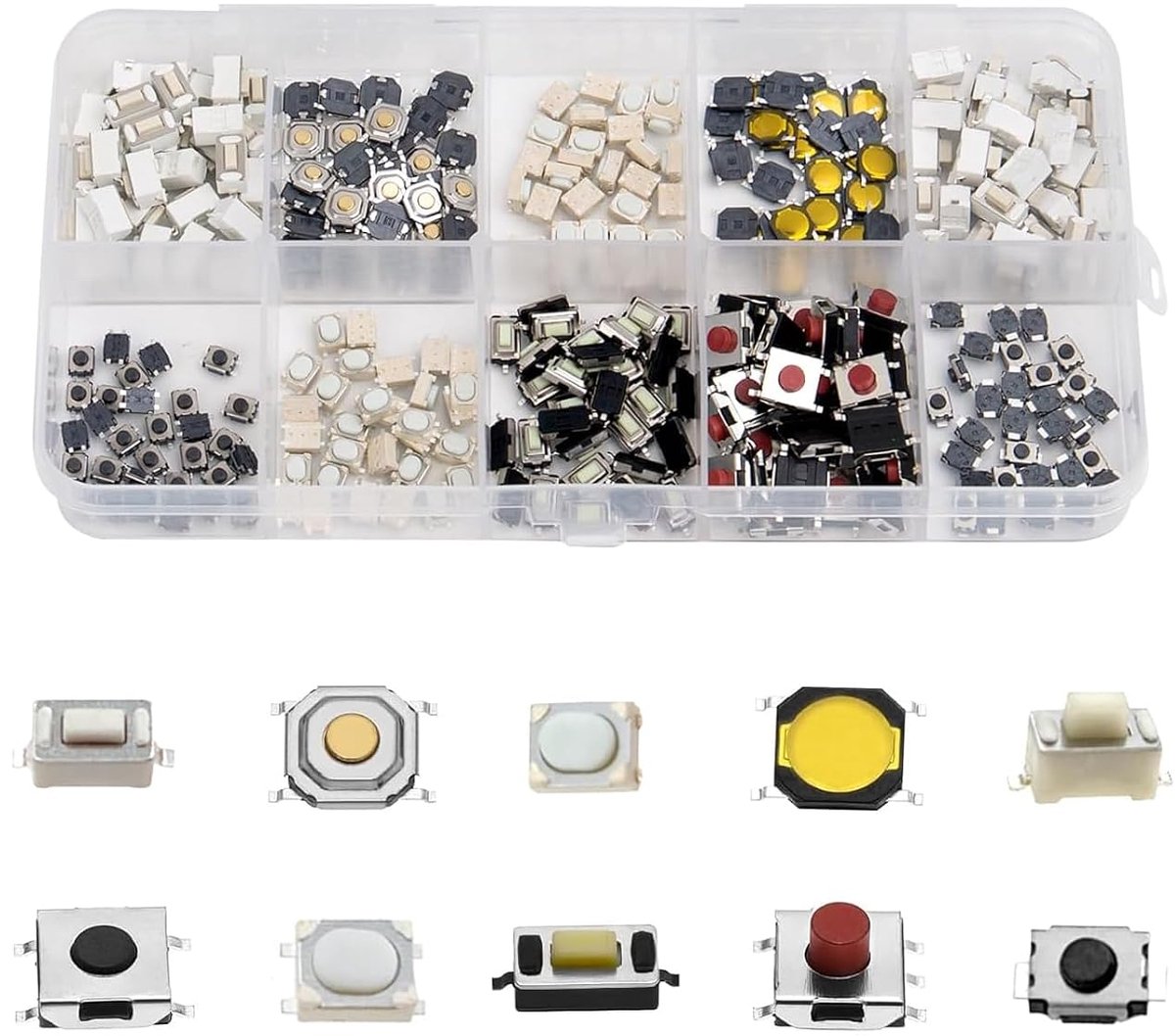 Drukknopschakelaar, Micro Momentary Tact Assortiment Kit, Toetsenschakelaar, Tactiele Drukschakelaar, Tactile Push Button Switch, Tactische Schakelaar voor Auto Afstandsbediening