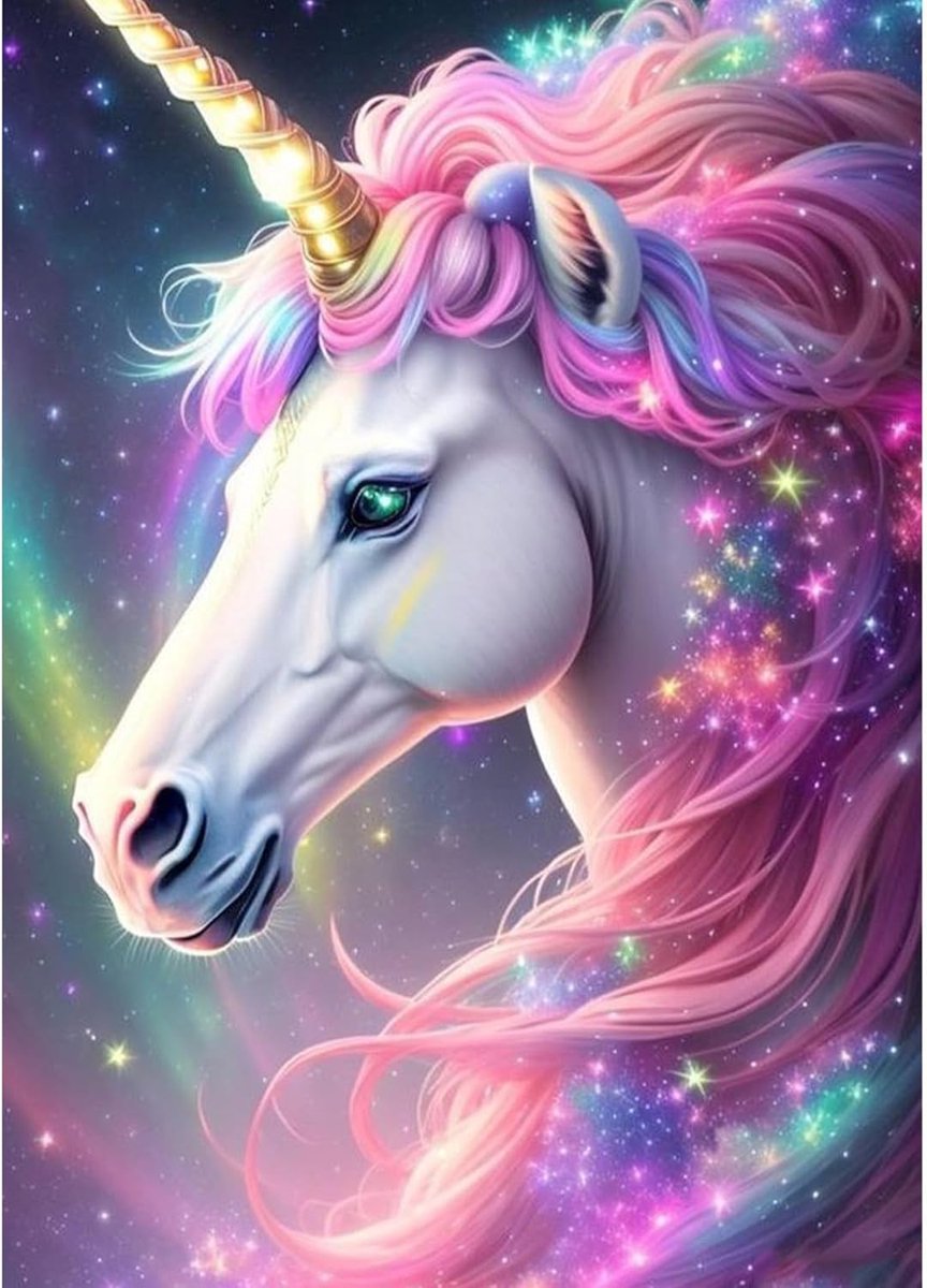 Diamantschilderijkits voor volwassenen, 5D volledige boor diamantkunst roze paard ronde diamanten stippen edelsteen kunst kristal kruissteek voor thuis wanddecoratie 30 x 40 cm (12 x 16 in)