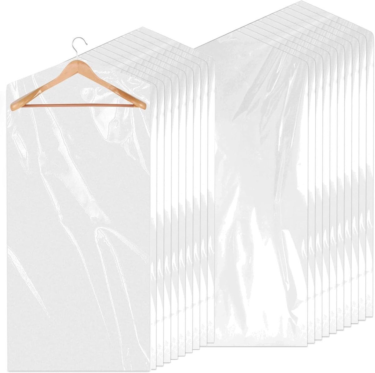 30 stuks kledingzakken, 60 x 120 cm, transparante kunststof paktas, droogreinigingszak, kunststof kledingbeschermhoezen, transparante kledinghoezen, voor pakken, jurken, colberts en overhemden