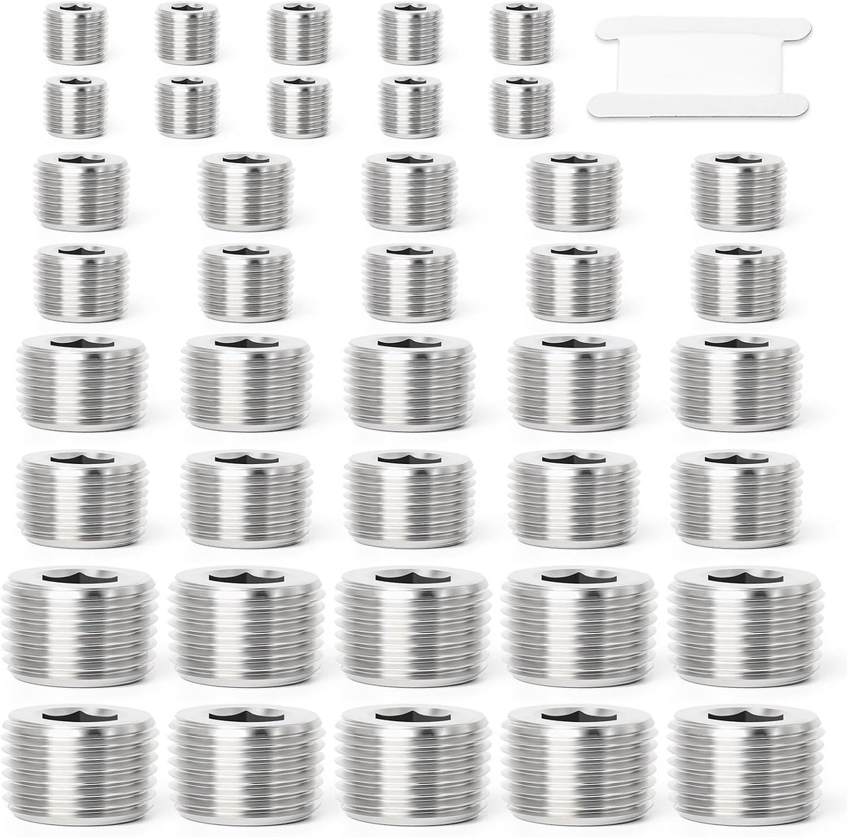 40PCS Roestvrij Staal Inwendige Hexdraad Pijp Stop Fitting 1/8" 1/4" 3/8" 1/2" BSP Male