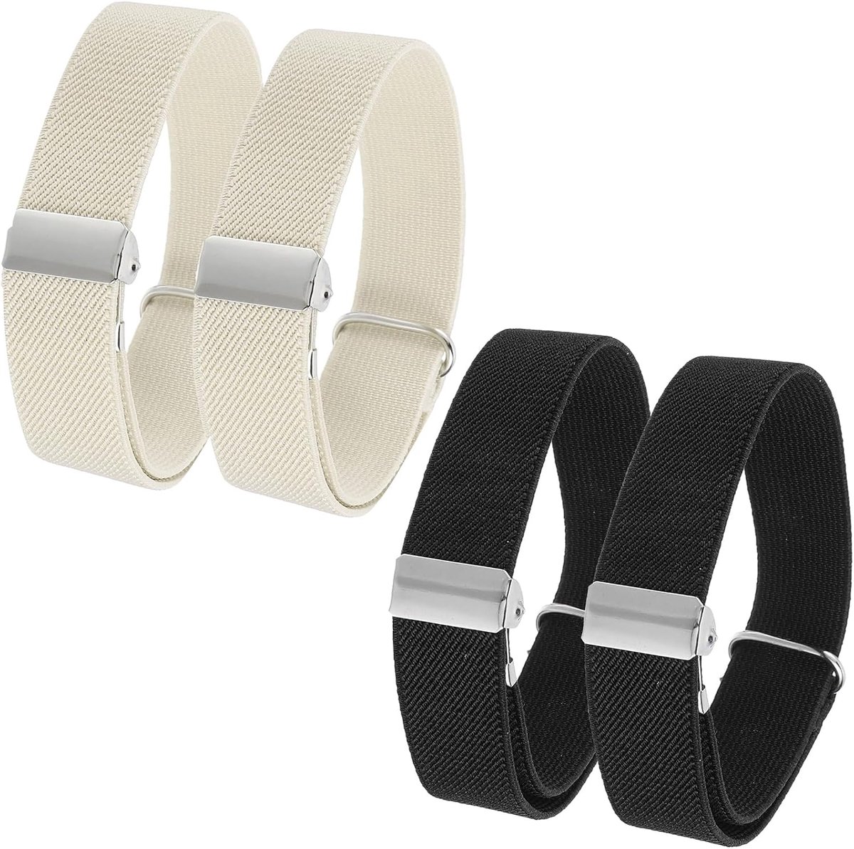 2 paar mouwhouders, antislip hemdmouwhouders met antislip sluitclips, elastische mouwhouder, hemdmouwen, voor dames en heren