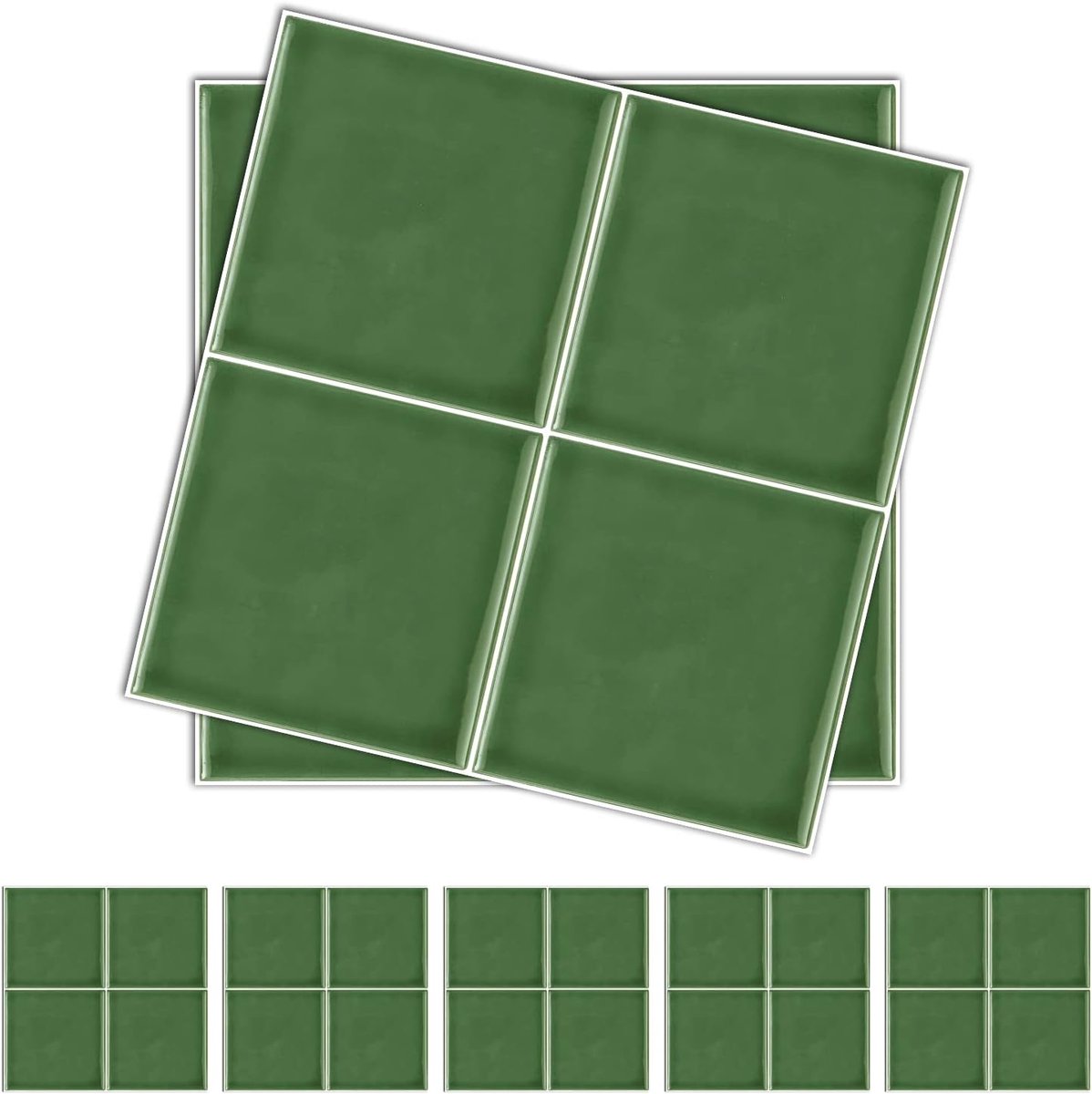 Dikke tegelsticker met groen mozaïekeffect vinyl schil en plak zelfklevende spatwand waterdicht plak op tegeloverdracht sticker voor keuken badkamer muur 15 x 15 cm x 10 stuks