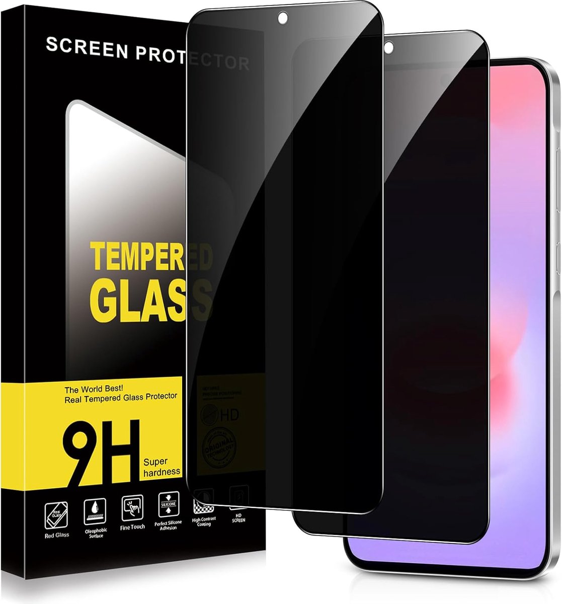 Inkijkbescherming voor Samsung Galaxy A37, 2 stuks, anti-spionage-hardheid, krasbestendig, luchtbelvrij, privacy-screenprotector