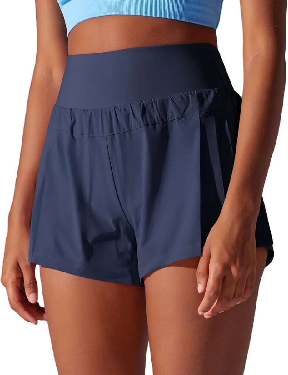 Hardloopshort Korte Sportshort 2 in 1 Sportshort Korte Zomer Tennis Fitness Yoga Sport Short Met Achterzak Sneldrogende Sport Shorts Met Binnenvoering