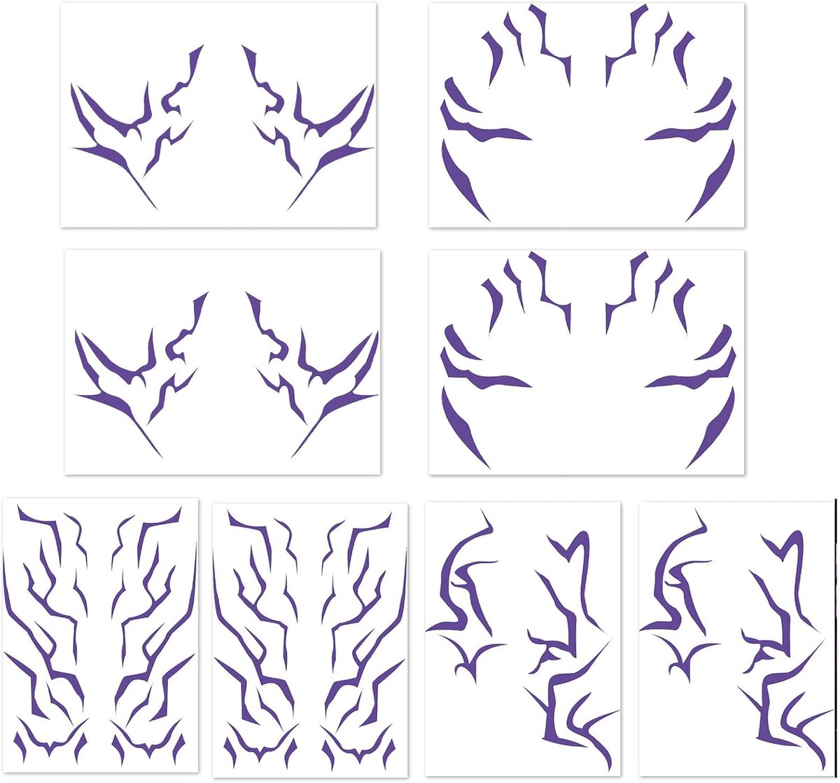 Tijdelijke tatoeages, film-anime cosplay-tatoeagesstickers, voor danscosplay, feestmake-up, dans, muziekfestivals, waterbestendig, duurzaam, Halloween-festivalkostuums (Paars)