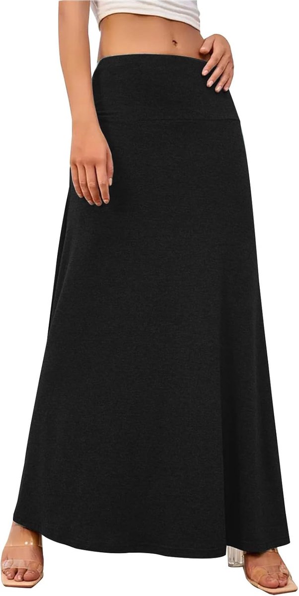 Dames lange rok elastische volledige lengte vrouwen hoge taille maxi yoga rok