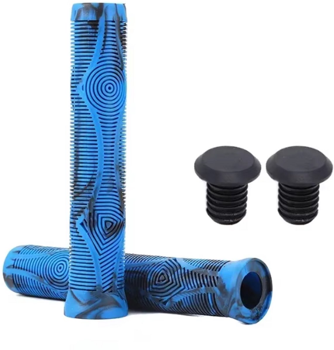 Rieba® Handvatten Fiets - 16cm Lang - Handvat voor Fietsstuur - MTB - BMX - Step - Handgrepen Rubber - Inclusief Stuurdoppen - Binnendiameter 22 mm - Rubber - 2 stuks - Blauw