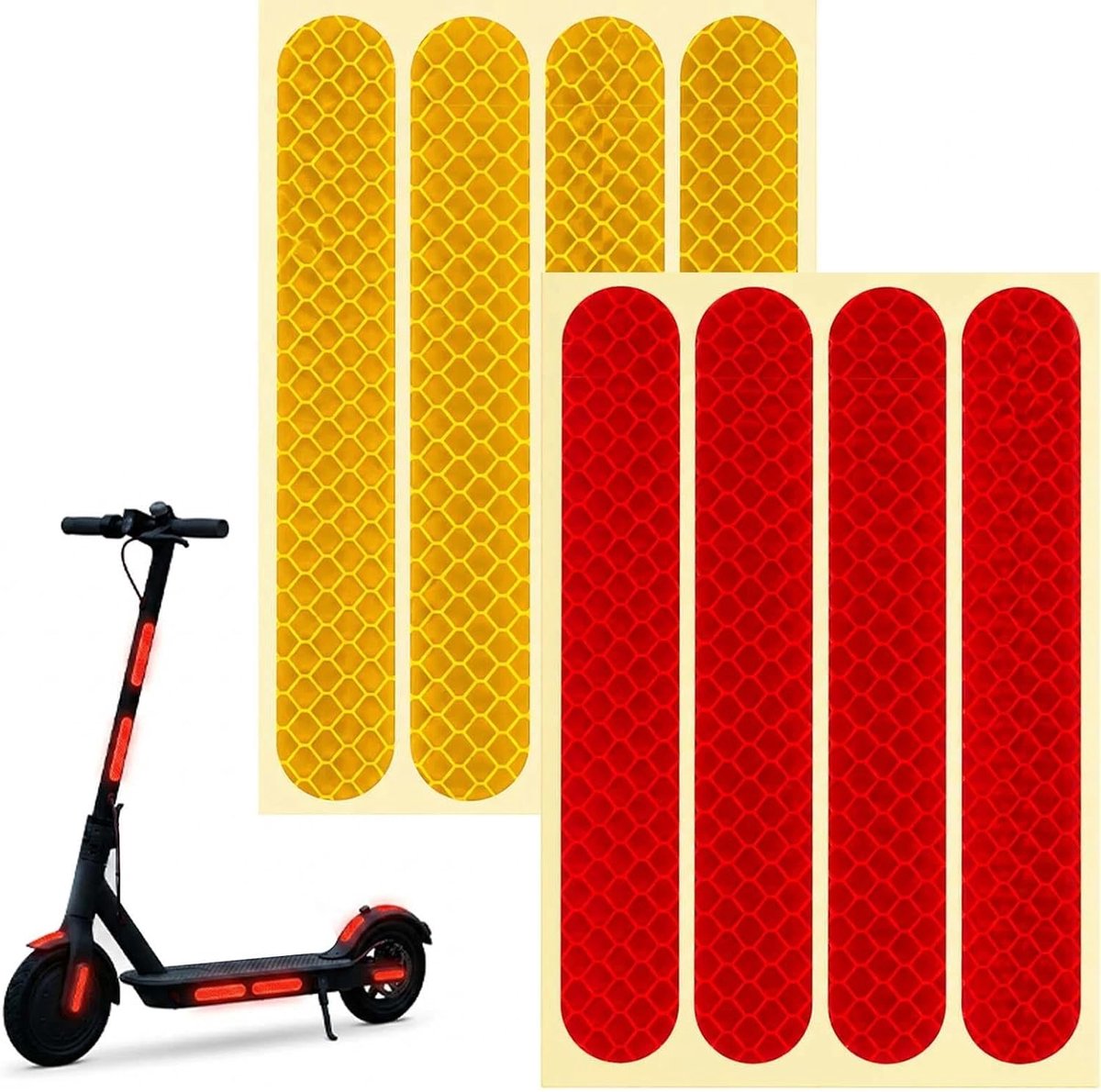 8 stuks reflectorstickers voor Segway Ninebot Max G30, waterdichte e-scooterstickers, pvc-reflecterende veiligheidsstrips, e-step-accessoires voor frame, stuur, treeplank, rood/geel