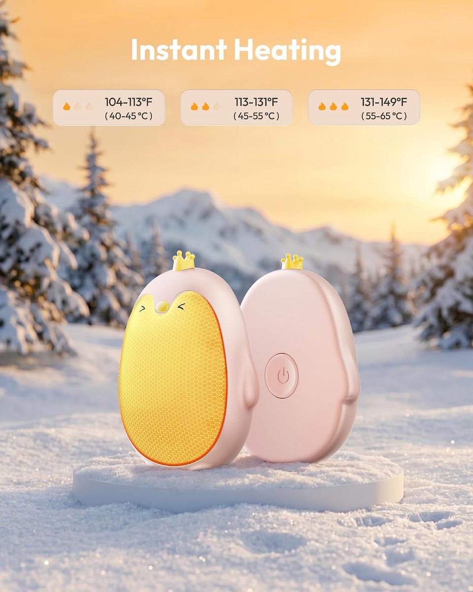 SnelShoppen - Oplaadbare Handwarmers 2-Pack - 3 Instellingen - Portable Elektrische Handwarmer - Herbruikbare Pocket Heater - Schattige Pinguïn Vorm -