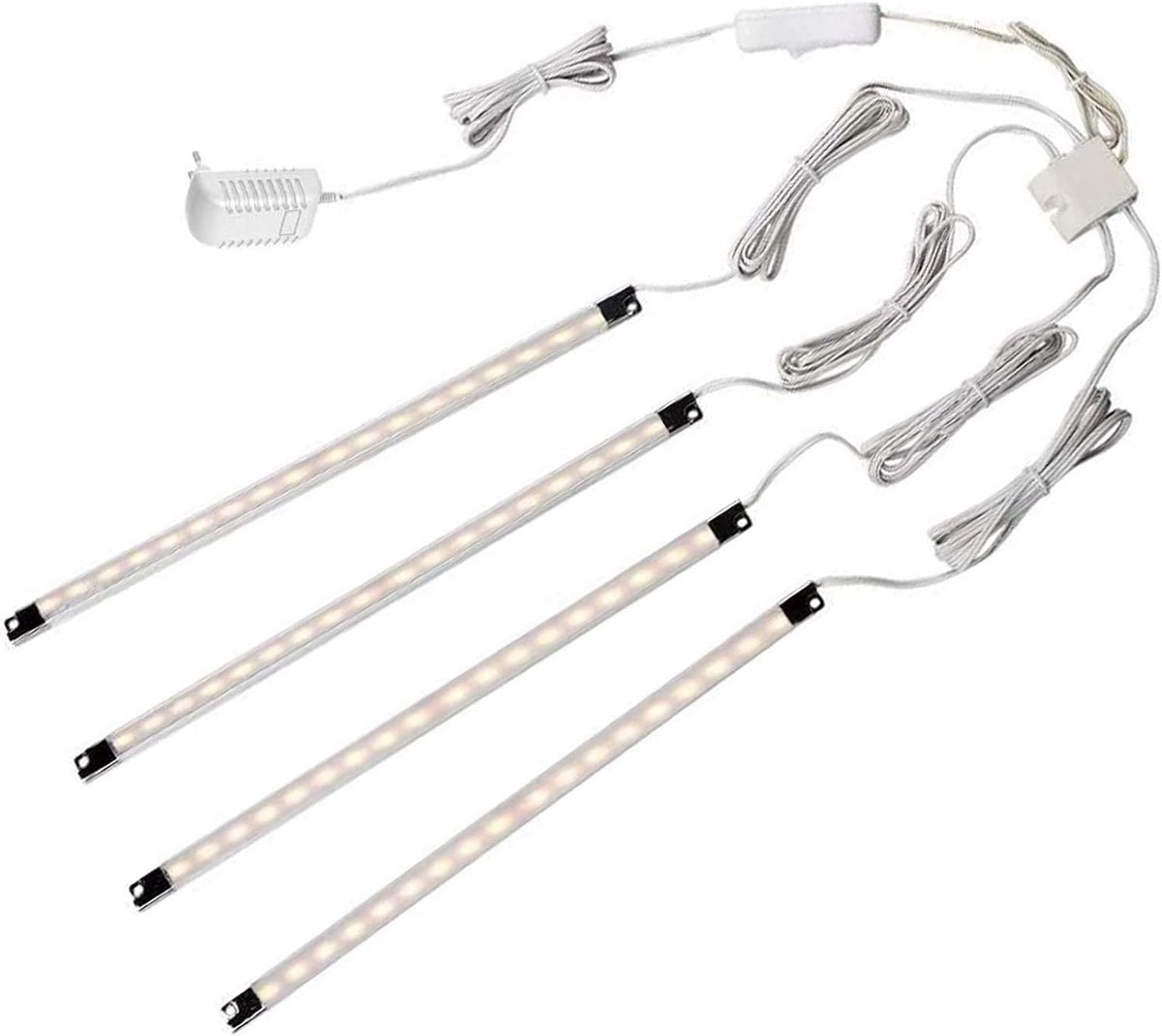 4 stks onder kast led lichtbalken, glas vitrineverlichting, vitrinelamp (warm wit - 3000k)