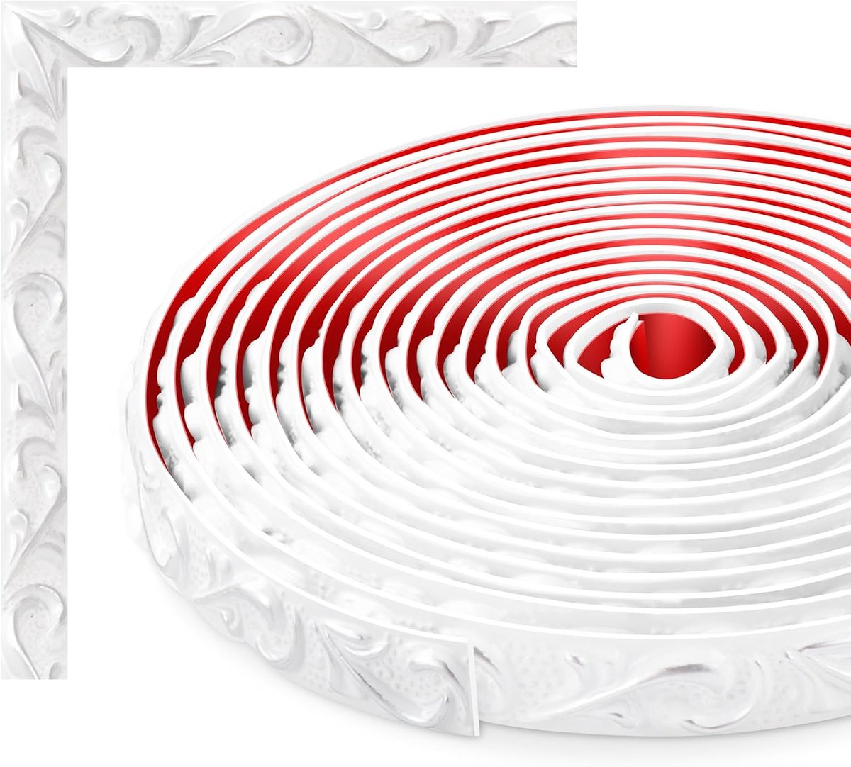 wanddecoratiestrips, zelfklevende wanddecoratiestrips, doe-het-zelf lijstwerk, voor kasten, wandranden, woondecoratie (Wit met zilver 2, 6 meter)